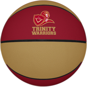Personalized rubber basketball with logo. The logo will not chip off with play.