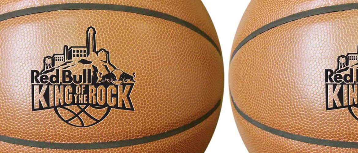 Synthetic leather basketballs with custom logo.