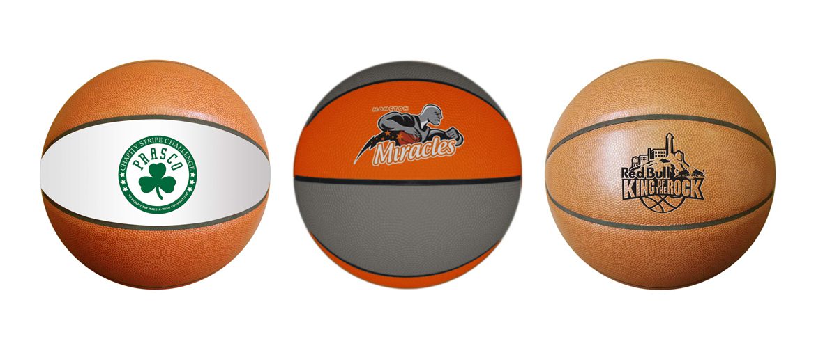 Personalized basketballs with custom printed logo.